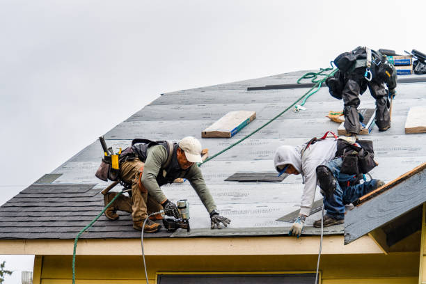 Professional Gutter Installation technician working in Harcourt, IA